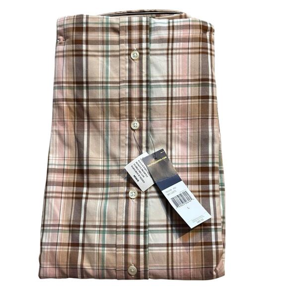 Vintage Polo Ralph Lauren Plaid Button Down Classic Fit Tan Large Cotton NWT - Picture 3 of 4